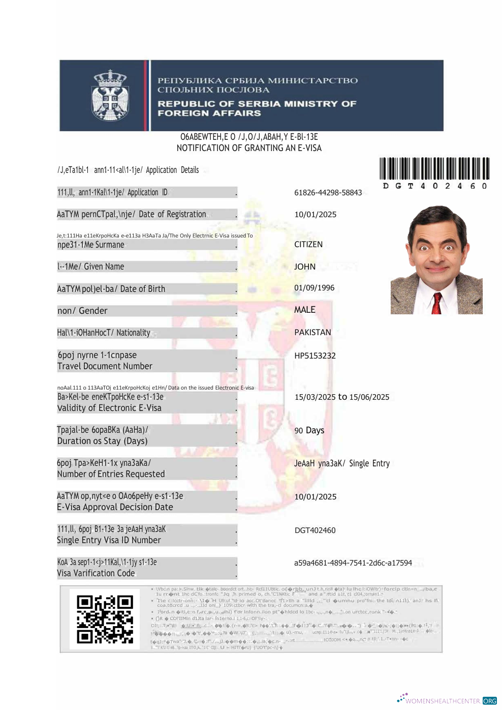 Download Serbia e visa template in Word and PDF formats Photoshop template